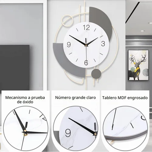 Vista 4 de Dankeit Reloj de pared decorativo de cuarzo silencioso con péndulo, grande para sala de estar, cocina, baño, dormitorio, 13 x 21.65 pulgadas (beige)
