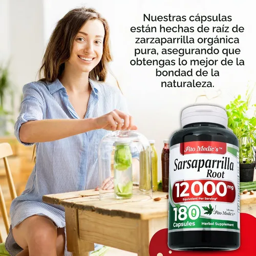 Vista 3 de FITO MEDIC'S Raíz de zarzaparrilla Cápsulas de raíz de zarzaparrilla 180 cápsulas Extracto concentrado Suplemento herbario altamente