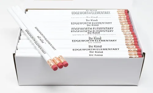 Vista 24 de Pencil Guy Lápices redondos impresos personalizados promocionales.-500 por caja Rosado