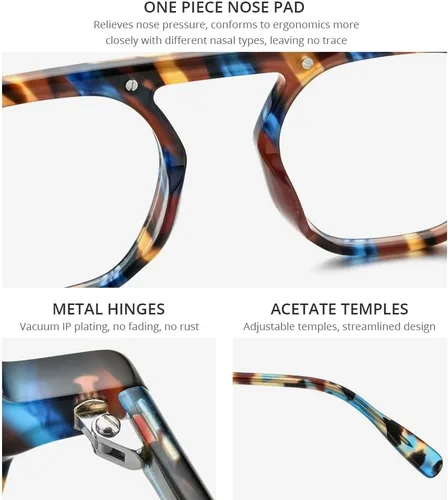 Vista 3 de HEPIDEM Gafas de acetato para hombre, marco de gafas ópticas de miopía retro vintage