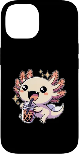 Vista 4 de Funda de té de burbujas japonesa para iPhone 11 Pro Max Kawaii axolotl Boba