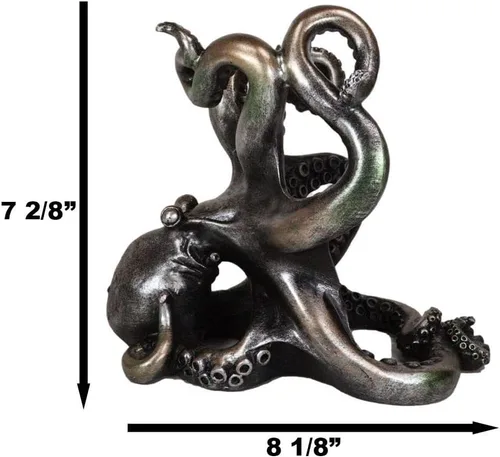 Vista 2 de Ebros Gift Portabotellas de vino de pulpo gigante marino The Call of Cthulhu Kraken Figurine 8 pulgadas de largo náutico océano profundo criatura