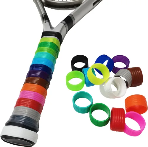 Vista 4 de 15 colores disponibles Buena elasticidad 8-45 piezas de raqueta de tenis/paletas de pickleball/squash anillo de silicona raqueta agarre bandas