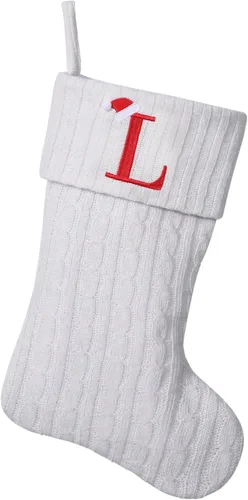 Vista 77 de Medias de Navidad personalizadas de 19 pulgadas con iniciales bordadas, medias de Navidad de punto negro para decoraciones de vacaciones familiares