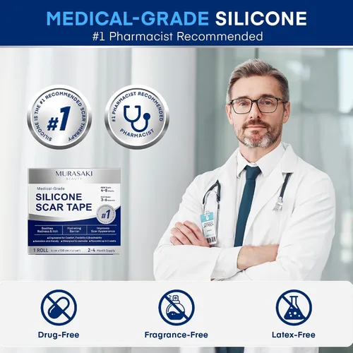 Vista 7 de Solución completa para el cuidado de cicatrices – Cinta de silicona para cicatrices + hojas de cicatrices + tratamiento de gel 100% de silicona