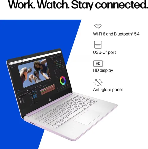 Vista 7 de HP Computadora portátil ultra ligera de 14 pulgadas 2026 Premium, MS Office, Copilot AI, CPU Intel de 4 núcleos, RAM DDR5 de 4 GB, almacenamiento