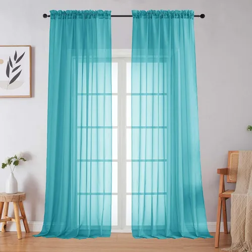 Vista 174 de 2 paneles de cortinas traslúcidas blancas para dormitorio, sala de estar, 96 pulgadas de largo, modernas, suaves, ligeras, con bolsillo para barra
