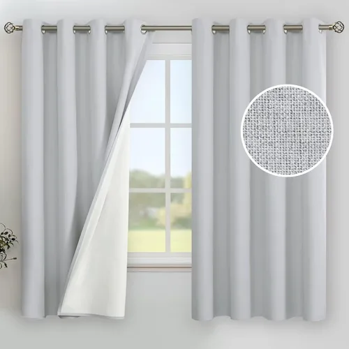 Vista 149 de YoungsTex - Cortinas 100% opacas para dormitorio, con aislamiento térmico y ojales, cortinas oscuras negras con capa pesada para ventana de sala