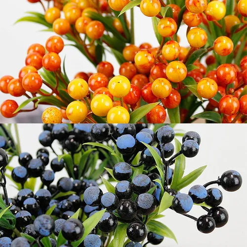 Vista 3 de 8 piezas de ramas artificiales de arándano, 14 pulgadas, bayas de simulación de bayas de imitación de tallo largo para Navidad, hogar, boda
