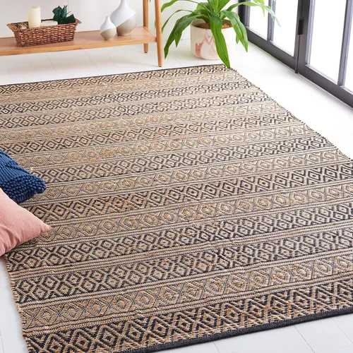 Vista 13 de SAFAVIEH Natural Fiber Collection NF379Z - Alfombra de pasillo de 2 pies 3 pulgadas x 8 pies, color negro y natural, tejido plano, diseño geométrico