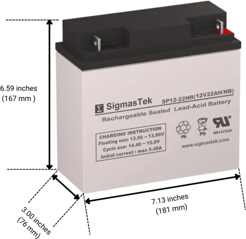 Vista 2 de SigmasTek Solar Booster Pac ES5000 - Batería compatible con arrancador, 12 V, 22 Ah NB SP12-22HR (NB)