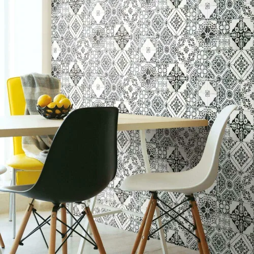 Vista 2 de RoomMates RMK11282WP Azulejo Mediterráneo Negro de Pelar y Pegar, Rollo, Negro