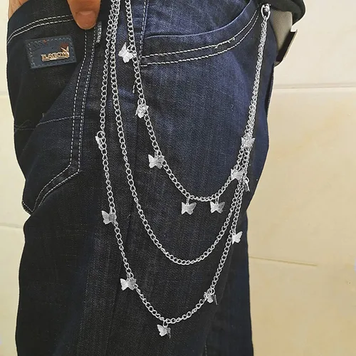 Vista 3 de 6 Pieces Pants Chain Wallet Chain Butterfly Lock Charm Jeans Chains Pocket Punk Chain Hip Hop Rock Chains for Women Men