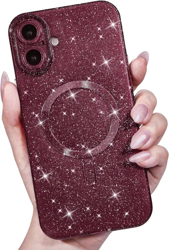 Vista 9 de LoeoeL Funda para iPhone 12 con Purpurina Compatible con Magsafe, Femenina Linda Brillante Magnética Mag Safe Bonita Funda para Teléfono
