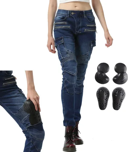 Vista 8 de Takuey Pantalones de motociclista para mujer, pantalones de protección para ciclismo