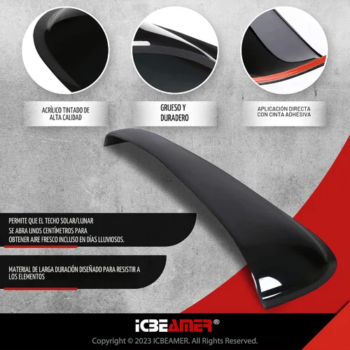 Vista 7 de ICBEAMER - Deflector de viento universal para techo solar, lunar, para vehículo, color negro, humo oscuro, suave, con cinta impermeable