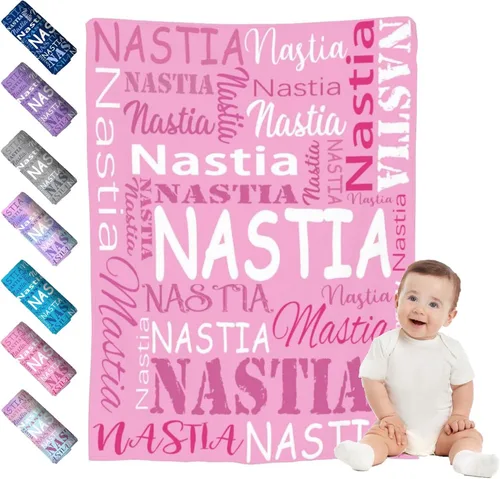 Vista 10 de Mantas de bebé personalizadas para niño y niña, manta de bebé personalizada con nombre para niños y adultos, mantas suaves personalizadas