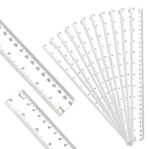 Vista 3 de 30 reglas de plástico transparentes de 12 pulgadas, con pulgadas y métricas para aula escolar, hogar u oficina (transparente)