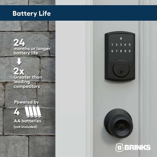 Vista 6 de Brinks - Cerradura electrónica de puerta con panel táctil sin llave - Cerradura de puerta con teclado retroiluminado y seguridad avanzada, códigos