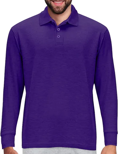 Vista 15 de Camisa estilo Polo de manga larga Premium Wear para hombre, camisa de golf de mezcla de algodón con cuello, solapa de 3 botones, resistente a