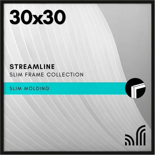 Vista 69 de Americanflat Portarretratos de 3 x 3 con cristal transparente pulido, colección Streamline, marco cuadrado de borde fino para exhibición de mesa