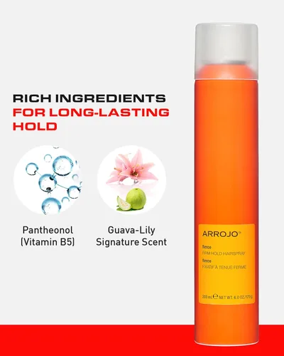 Vista 4 de Arrojo Fierce Firm Hold Hairspray – Laca para el cabello de fijación firme sin sulfatos ni parabenos – Spray de brillo antihumedad para todo