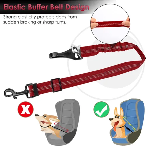 Vista 75 de SlowTon Cinturón de seguridad para perro, correa de cinturón de seguridad ajustable para perro, 2 en 1, cinturón de seguridad para perro