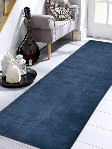 Vista 79 de Alfombras de área de lana anudadas a mano en telar, ecológicas - 10'x10', cuadradas, color aguamarina, diseño liso sólido, alfombras de área gruesas