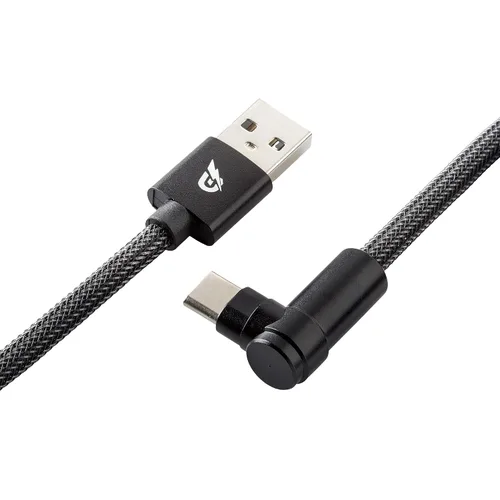 Vista 4 de GUNMJO Cable USB C en espiral profesional para teclado de juegos, cable de teclado mecánico aviador de metal con ángulo tipo C, USB-C de 4.9 ft a