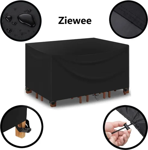 Vista 2 de Juego de fundas impermeables para muebles de patio al aire libre, fundas para mesa de comedor de jardín 600D, 42 pulgadas de largo x 34 pulgadas