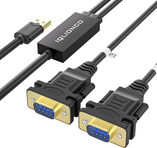Vista 8 de Convertidor de cable adaptador serie RS232 tipo C a 2 puertos con chip FTDI, cable serie USB-C a 2X DB9 de 9 pines para Windows, Linux, Mac, POS