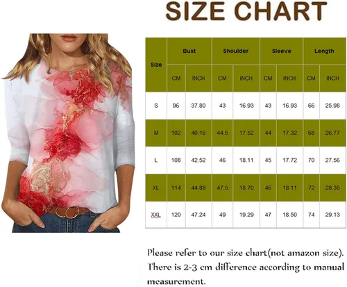 Vista 4 de Camisetas de manga 34 para mujer, estilo casual, estilo de San Valentín, cuello redondo, holgadas