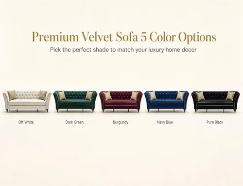 Vista 4 de Beige Velvet Chesterfield Sofa Set, 89.5" 3 Seater Couch for Living Room 2pcs Beige