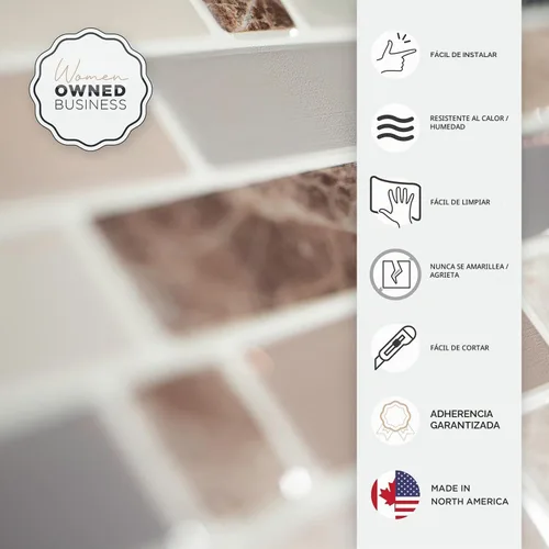Vista 4 de SMART TILES Protector contra salpicaduras despegar y pegar - 5 hojas de 9.36" x 9.73" - Azulejo adhesivo 3D despegar y pegar para protector contra