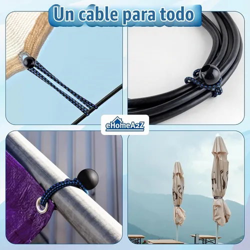 Vista 3 de Paquete de 25 cuerdas elásticas de bolas elásticas de 6 pulgadas de diámetro para toldo, red, postes, jardín, herramientas, cables, cable resistente