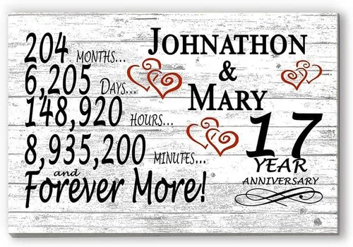 Vista 16 de Letrero personalizado de aniversario de 1 año, regalo de primer aniversario de boda, regalo para días de pareja, minutos, años, madera maciza, 16.5