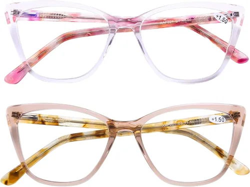 Vista 7 de AQWANO Oversized Blue Light Blocking Reading Glasses Women - Stylish Cat Eye Designer Computer Readers Eyeglasses
