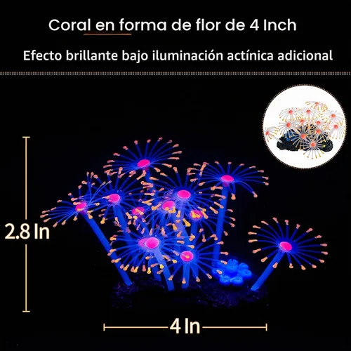 Vista 5 de Uniclife Paquete de 4 decoraciones para pecera, efecto brillante, decoración de acuario, pequeña medusa artificial de silicona, adorno de planta