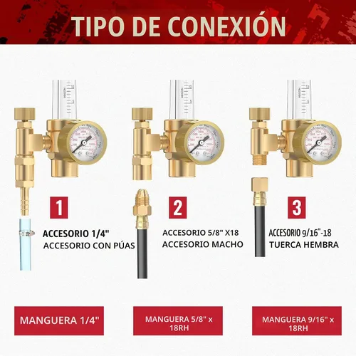 Vista 4 de Bestarc Argon - Regulador de gas con medidor de flujo de CO2 con manguera