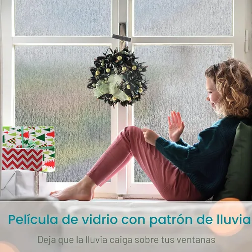 Vista 2 de VELIMAX Película de ventana de vidrio para lluvia, película adhesiva estática para privacidad, adhesivo decorativo de vidrio para oficina