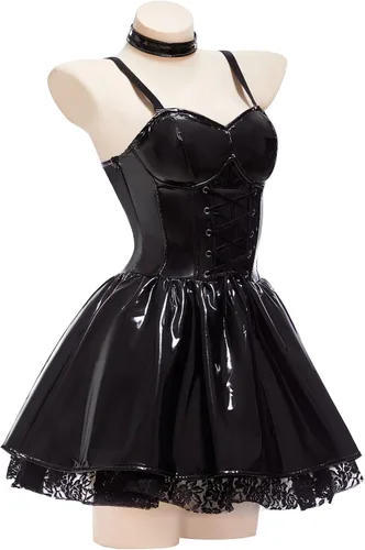 Vista 3 de Haikyuu - Vestido gótico para mujer con medias ligas, gargantilla, gótico, disfraz de cosplay para Halloween