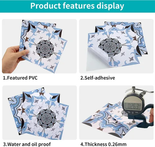 Vista 7 de 24 calcomanías para azulejos para despegar y pegar, pegar en azulejos en muro para cocina, azulejos de pared, azulejos de baño, calcomanías