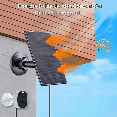 Vista 5 de Zivif - Panel solar de 2 W para cámaras de seguridad con puerto USB y USB-C, paquete de 2 Cargador solar compatible con cámara de batería