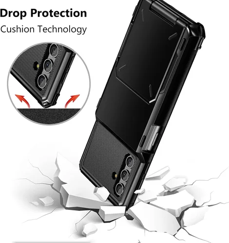Vista 5 de Vofolen - Funda tipo cartera para Samsung Galaxy A13 con 4 tarjetas, color negro ID Slot, Scratch Resistant, Dual Layer Hybrid Protective Rugged