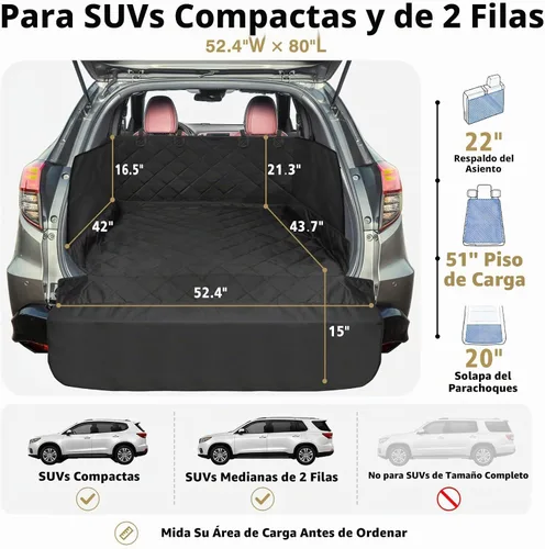 Vista 2 de F-color Funda para compartimiento de carga para SUV para perros - Forro de carga para mascotas impermeable con solapas laterales, cubierta de carga