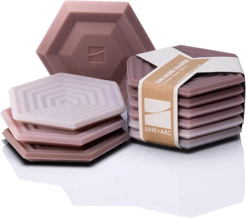 Vista 11 de Posavasos de silicona extra gruesas LINE+ARC (como se ve en NYTimes WireCutter) Impermeables, antimanchas, resistentes al calor, aptos para Arcilla