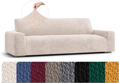 Vista 39 de PAULATO BY GA.I.CO. Funda para sofá, funda de sofá biplaza, funda elástica para sillón, funda de tela de poliéster suave, colección terciopelo Negro