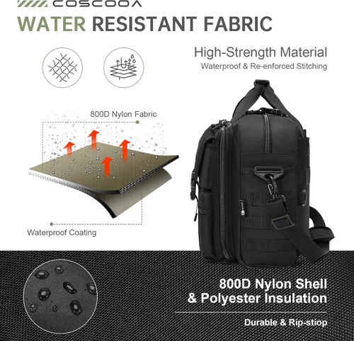 Vista 3 de Stypos Bolsa de mensajero táctico, maletín táctico de 15.6/17.3 pulgadas para hombre, bolso militar para portátil, bolsa de hombro mensajero