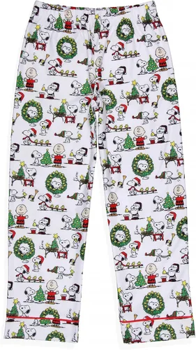 Vista 5 de INTIMO Juego de pijama navideño de Peanuts Charlie Brown Snoopy con botones para la familia Niño Blanco