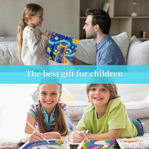 Vista 6 de Libfx Kits de arte de diamantes para niños, 4 piezas de arte de diamantes para niñas, niños, principiantes, artes y manualidades para niños de 8 a